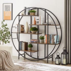 Vintage Industrial 5-Tier Round Metal Plant Stand and Bookcase Storage Rack