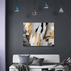 Framed Canvas Wall Art Decor Abstract Style Painting, Gold and Silver Color Painting Decoration For Office Living Room, Bedroom Decor-Ready To Hang