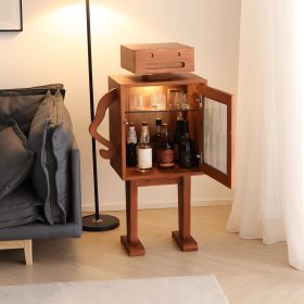 Black Walnut Robot Storage Cabinet, Accent Furniture, Side table