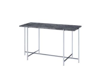 Adelae Sofa Table; Faux Marble & Chrome