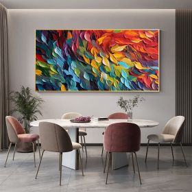 Oil Painting Original Colorful Feathers Large Wall Art (Style: 01, size: 150X220cm)