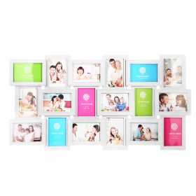 18 Pictures Frames Collage for Photos in 4" x 6" Glass Protection Display (Color: White)