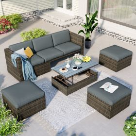 Patio Furniture Sets, 5-Piece Patio Wicker (Color: gray)