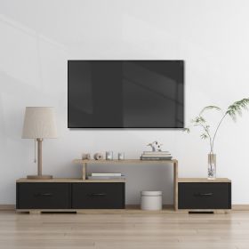 Modern TV stand, TV cabinet (main material: Particle Board, Color: Black Brown)