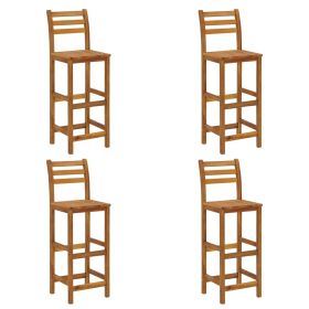 Bar Stools 4 pcs Solid Acacia Wood (Color: Brown)